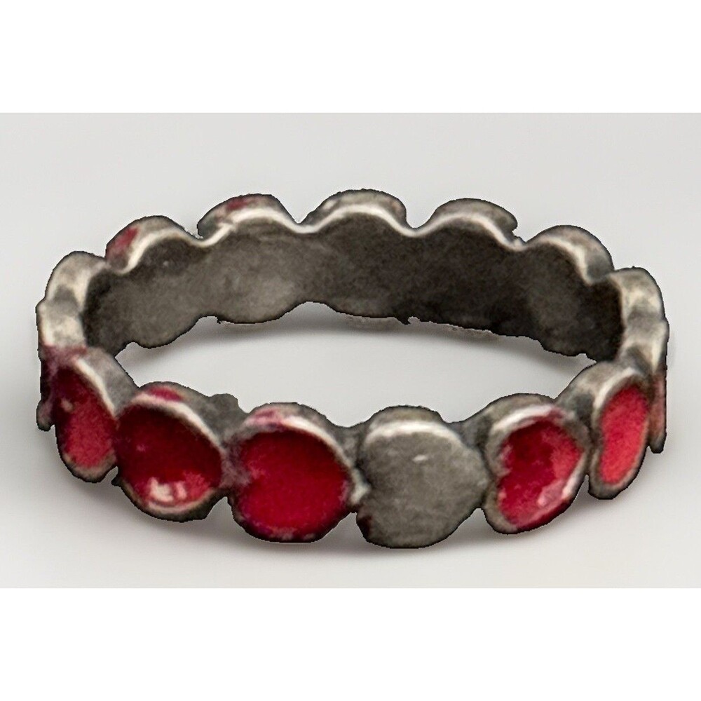 James Avery Enamel Hearts Band Red Sterling Silver 925 Size 9